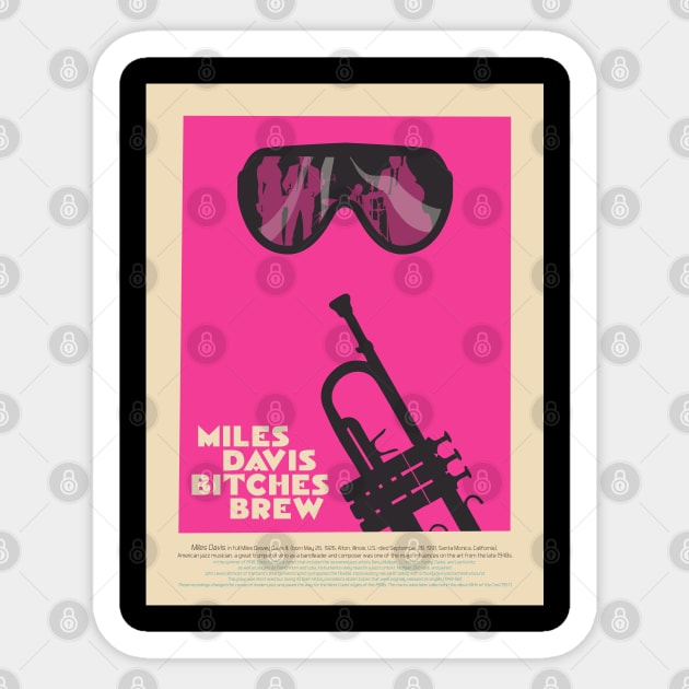 Miles Davis - Aesthetic Tribute to "Bitches Brew" Sticker by Boogosh